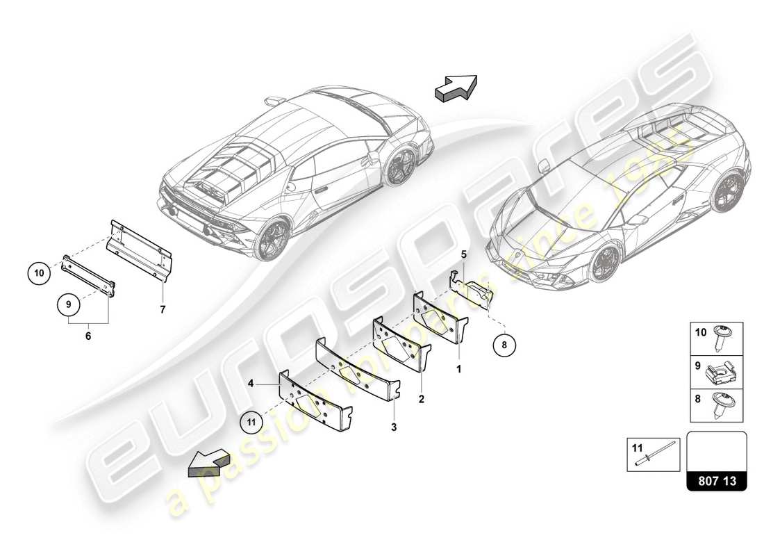a part diagram from the Lamborghini Evo Spyder (2020) parts catalogue