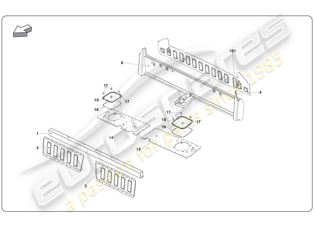 a part diagram from the lamborghini super trofeo (2009-2014) parts catalogue