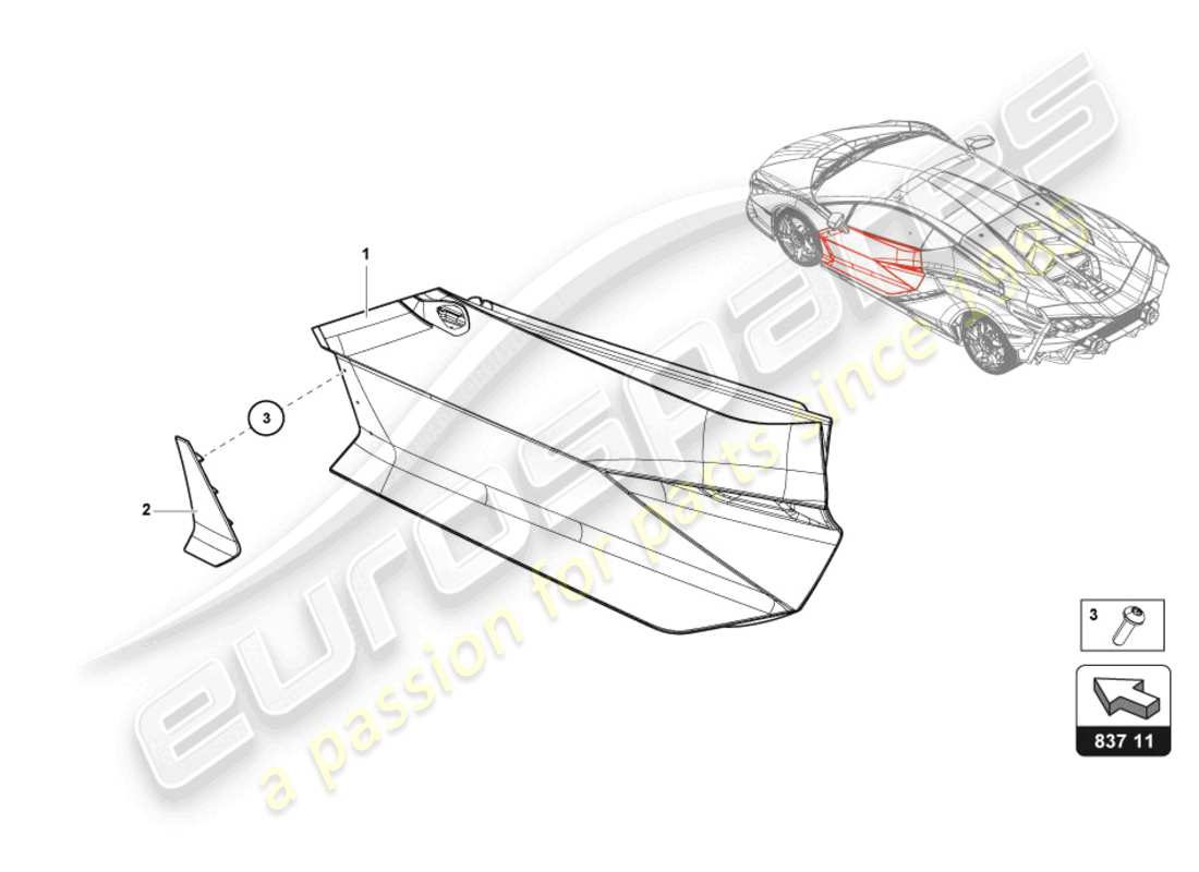a part diagram from the lamborghini sian (2020) parts catalogue