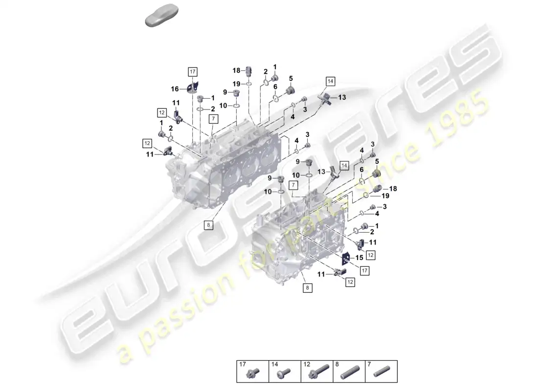 porsche 2023 (992-1 gt3/rs/st) cylinder head individual parts sealing plug sensors parts diagram