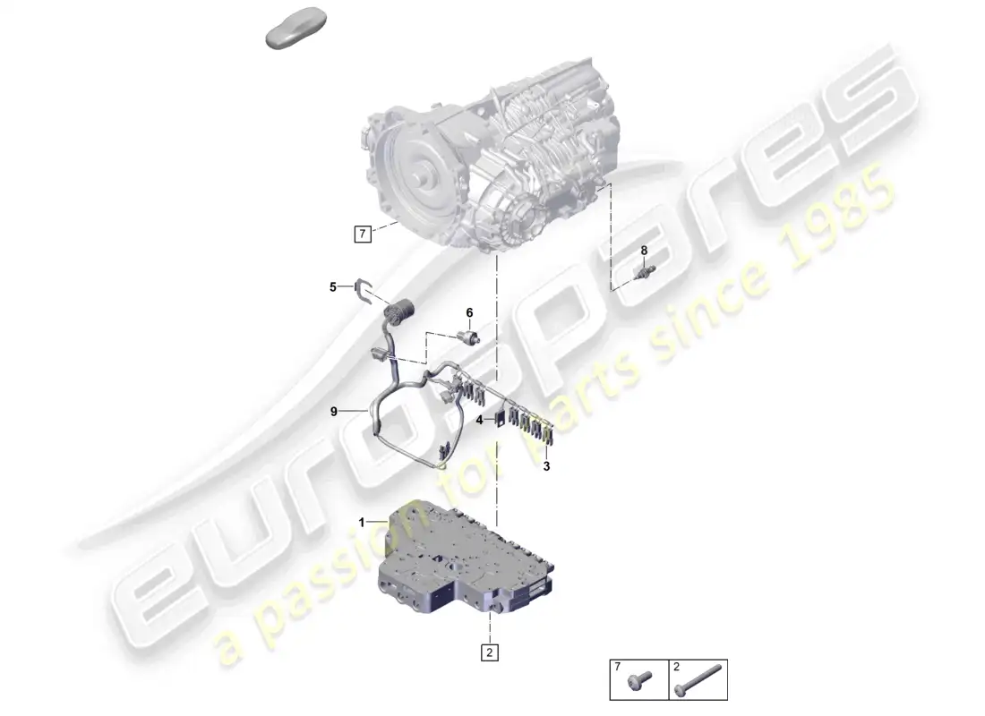 porsche 2021 (992-1 gt3/rs/st) 7-speed dual clutch gearbox - pdk - sensors parts diagram