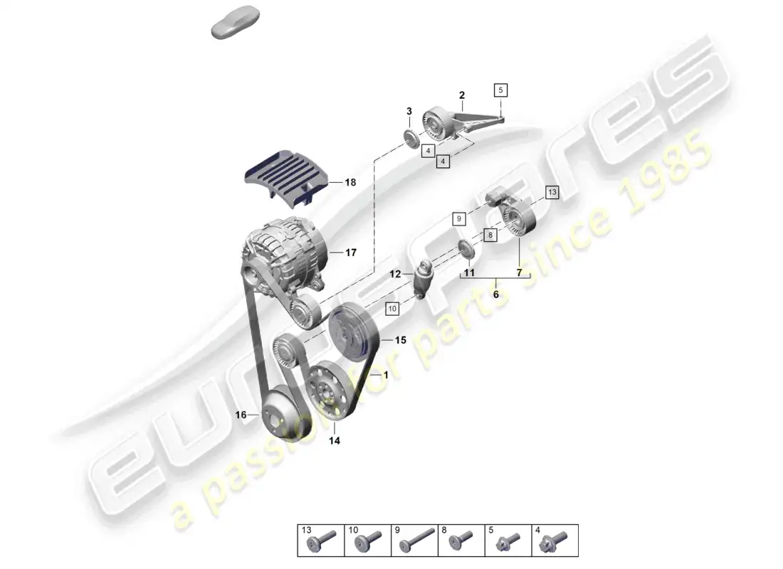 porsche 2024 (992-2 gt3/rs/st) poly-v-belt belt tensioner damper parts diagram