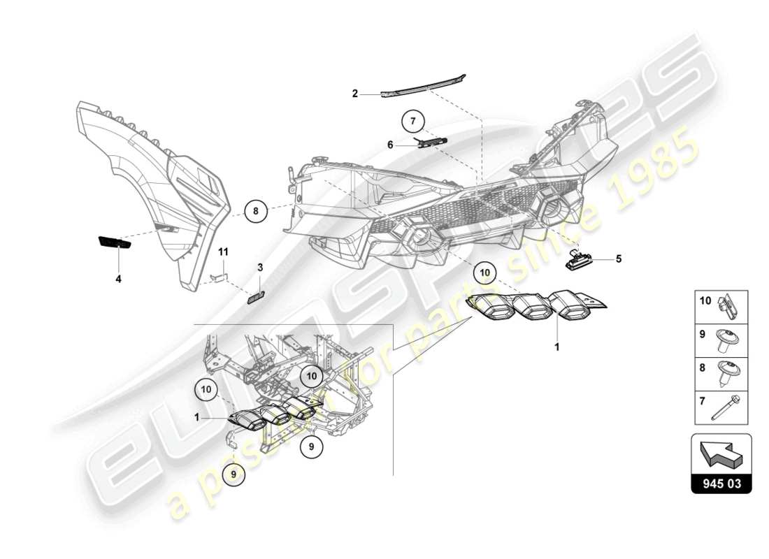 lamborghini sian (2020) tail light rear part diagram