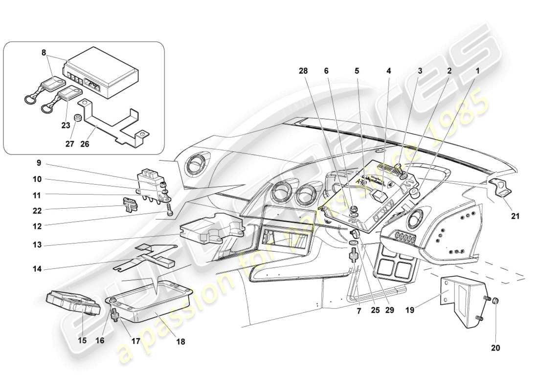 lamborghini murcielago roadster (2006) control modules for electrical systems part diagram