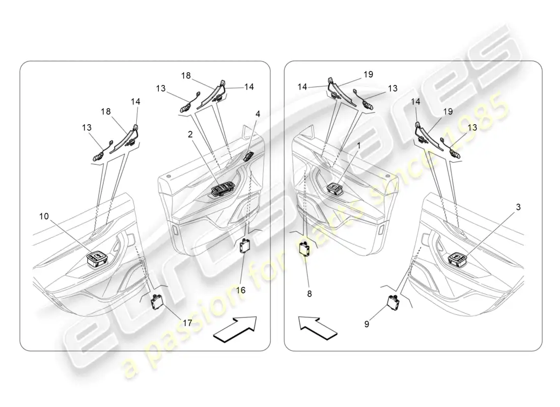 maserati levante tributo (2021) door devices parts diagram