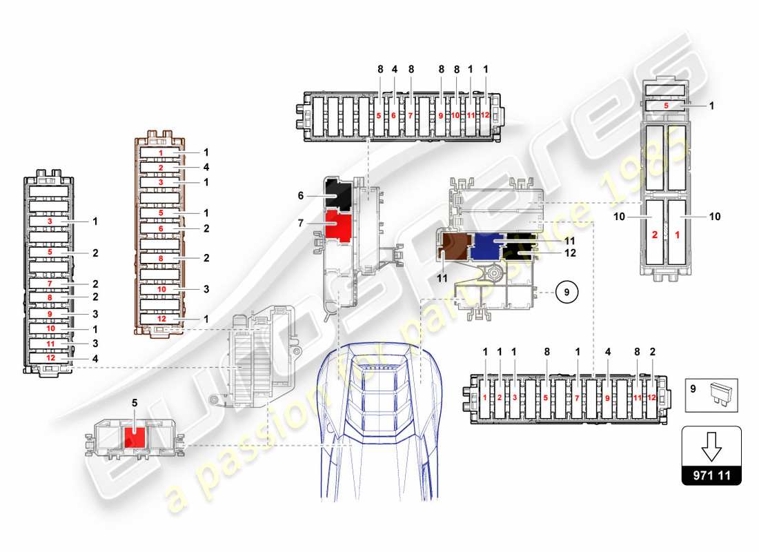 lamborghini lp580-2 coupe (2019) fuses parts diagram