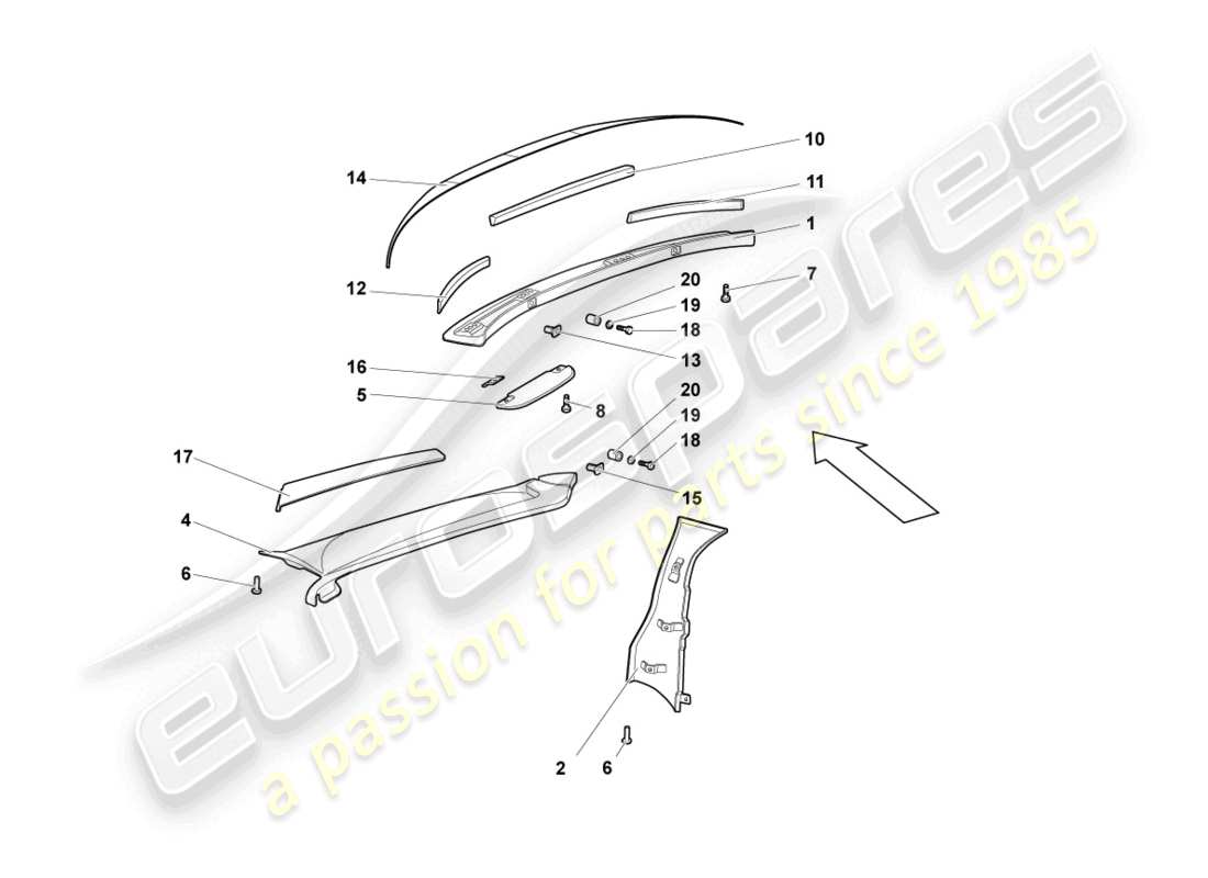 lamborghini murcielago roadster (2006) sound absorbers part diagram