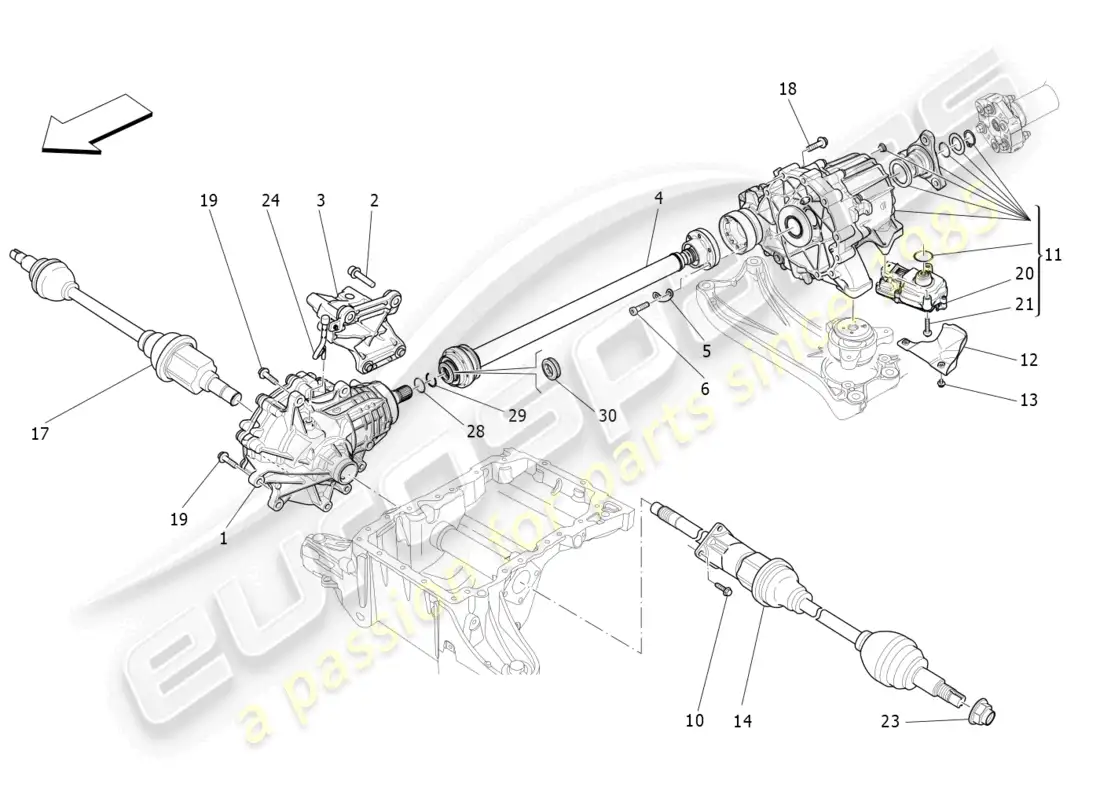 maserati levante gt (2022) front wheels transmission parts diagram