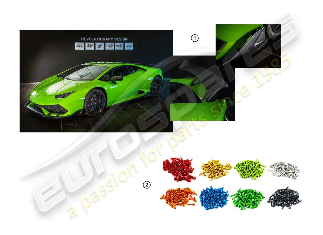 lamborghini huracan lp610-4 coupe (accessories) 1 set aerodynamic attachment parts part diagram