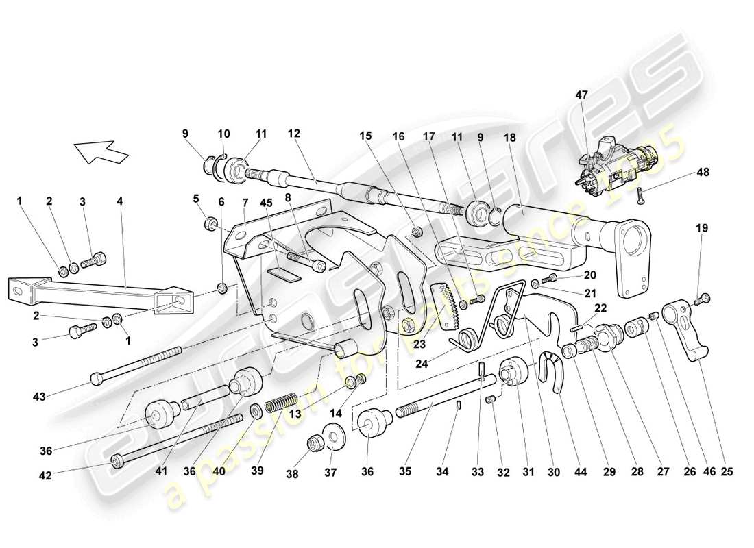 lamborghini murcielago roadster (2006) steering column parts diagram