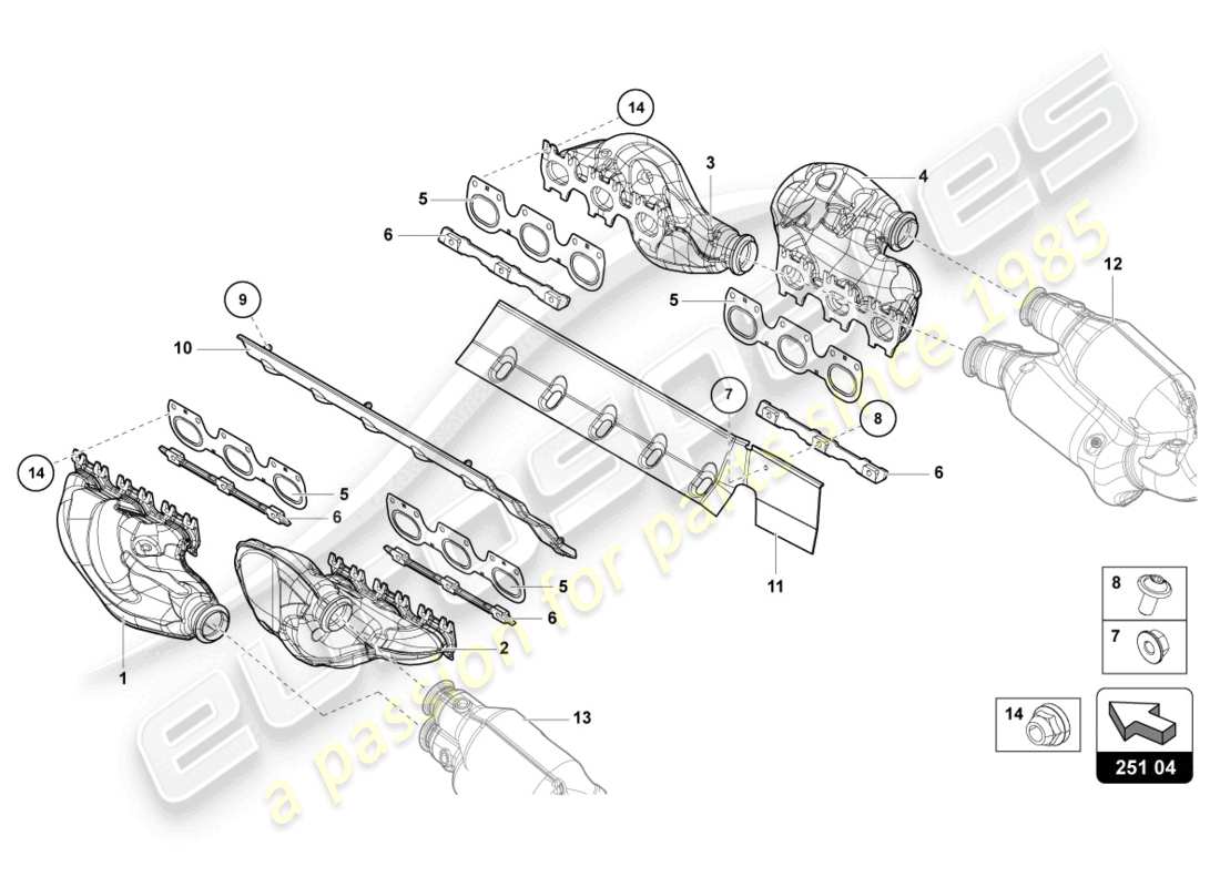 lamborghini lp770-4 svj roadster (2019) exhaust system parts diagram