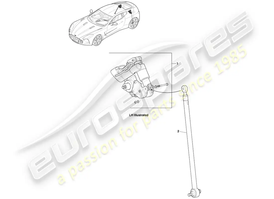 aston martin one-77 (2011) adjustable ride height system, rear parts diagram