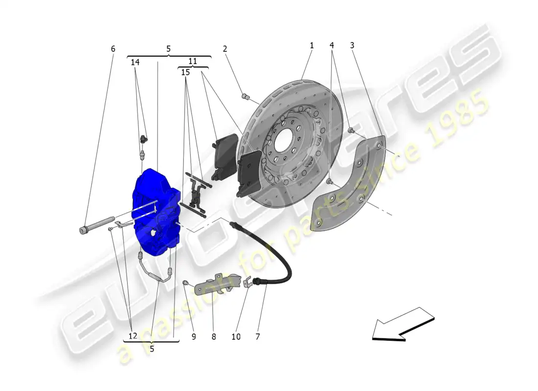 maserati mc20 cielo (2023) braking devices on rear wheels parts diagram