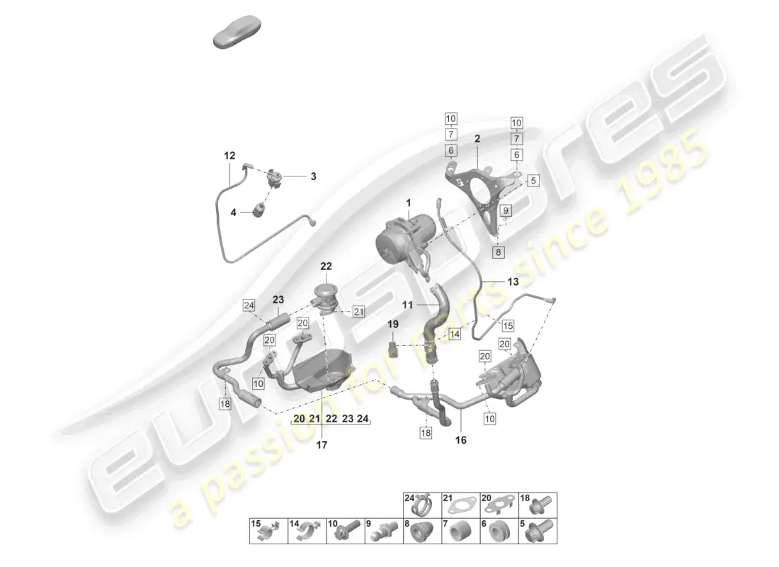porsche 2021 (992-1 gt3/rs/st) secondary air pump parts diagram