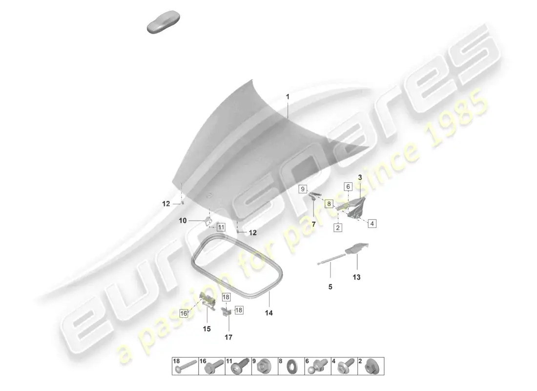 porsche 2021 (taycan 9j1-1) cover front parts diagram