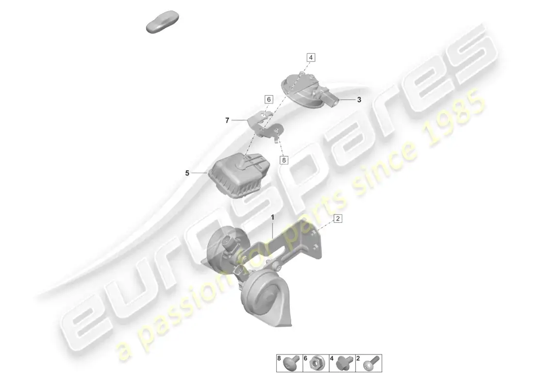 porsche 2022 (taycan 9j1-1) fanfare signal horn alarm system parts diagram