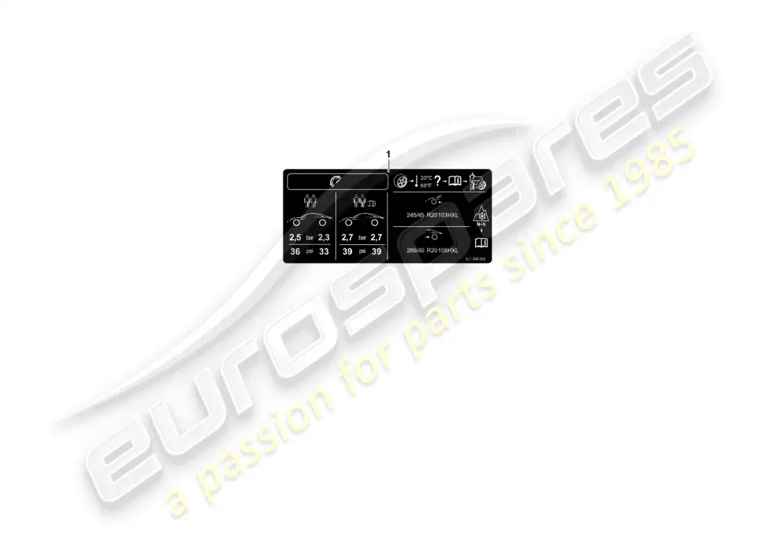 porsche 2021 (taycan 9j1-1) data plate for tyre pressure d - 11.08.2021>> parts diagram