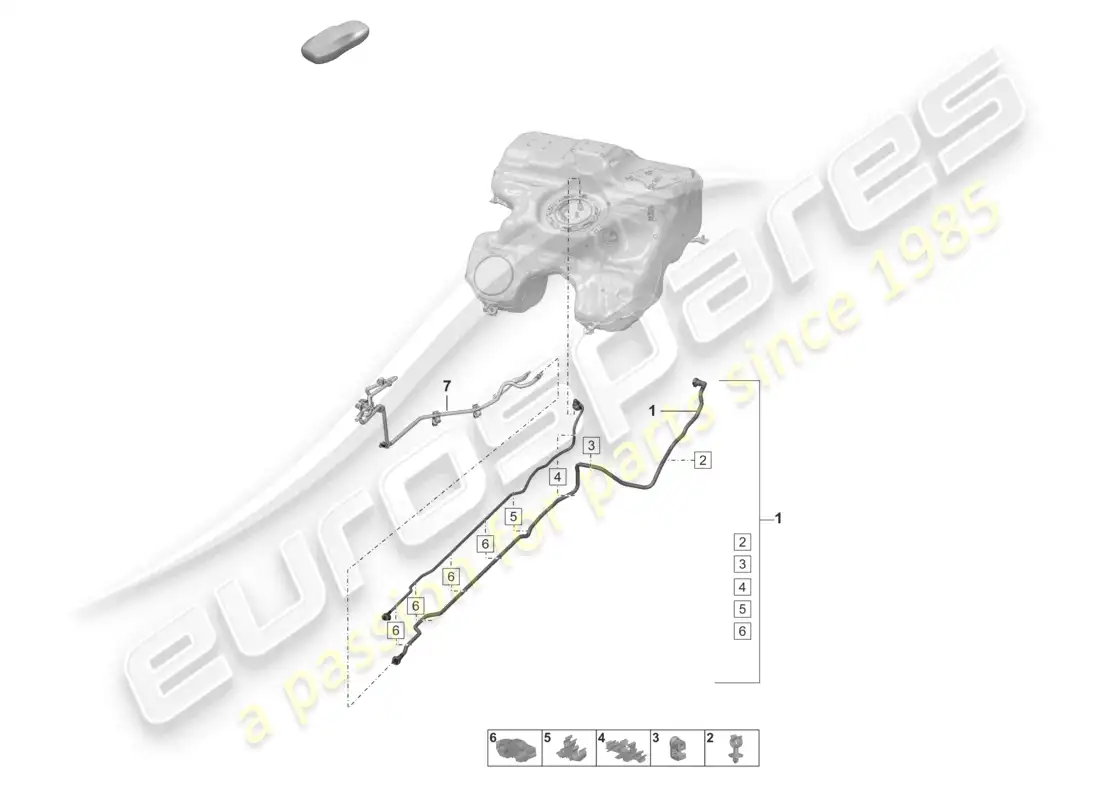 porsche 2021 (992-1 gt3/rs/st) fuel line front parts diagram