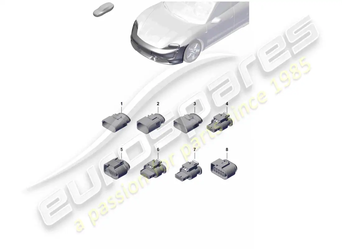 porsche 2020 (taycan 9j1-1) connector housing front for bumper and lighting parts diagram