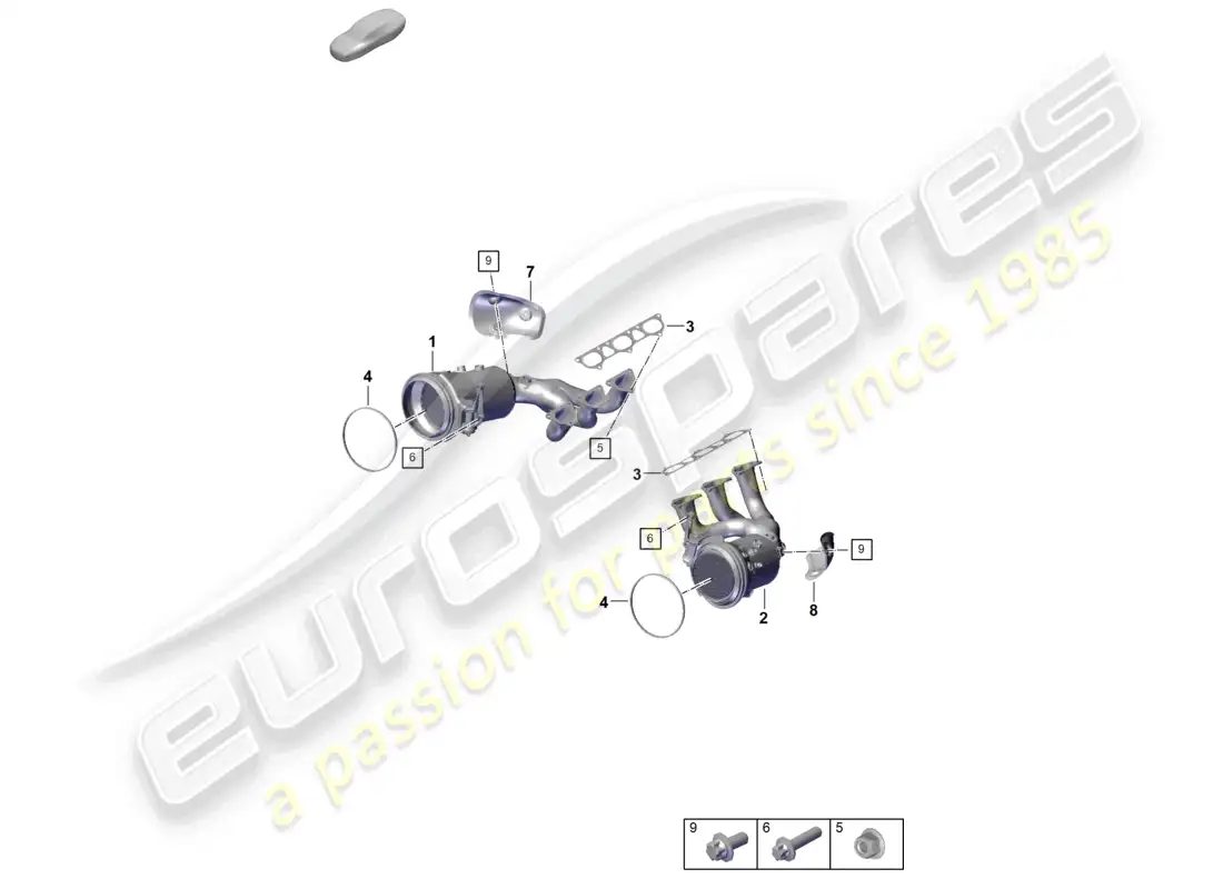 porsche 2023 (992-1 gt3/rs/st) exhaust manifolds parts diagram