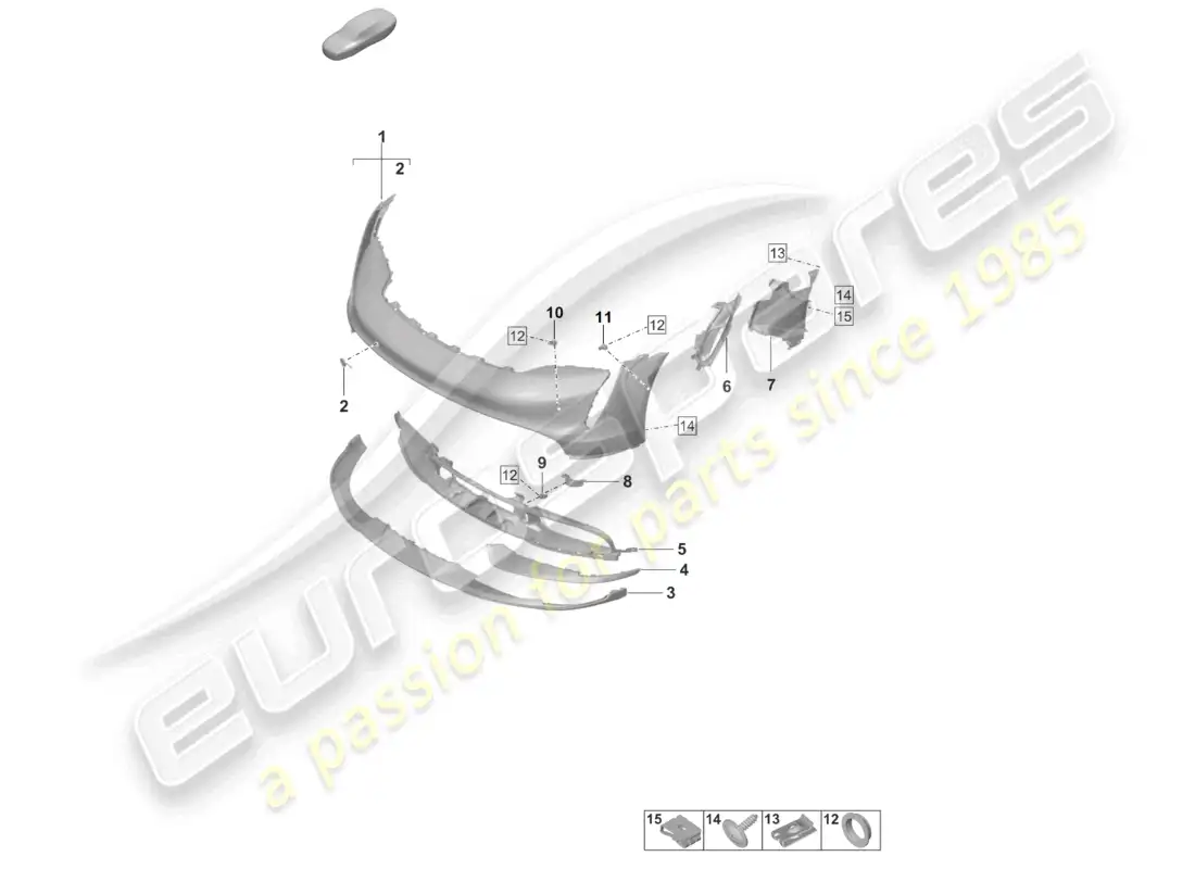 porsche 2021 (taycan 9j1-1) bumper front sport design package parts diagram
