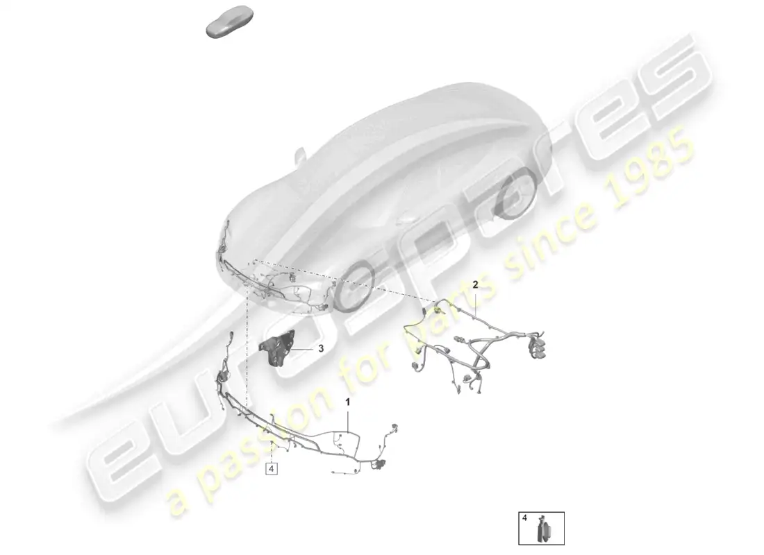 porsche 2021 (taycan 9j1-1) wiring set for bumper wiring set for the front end parts diagram