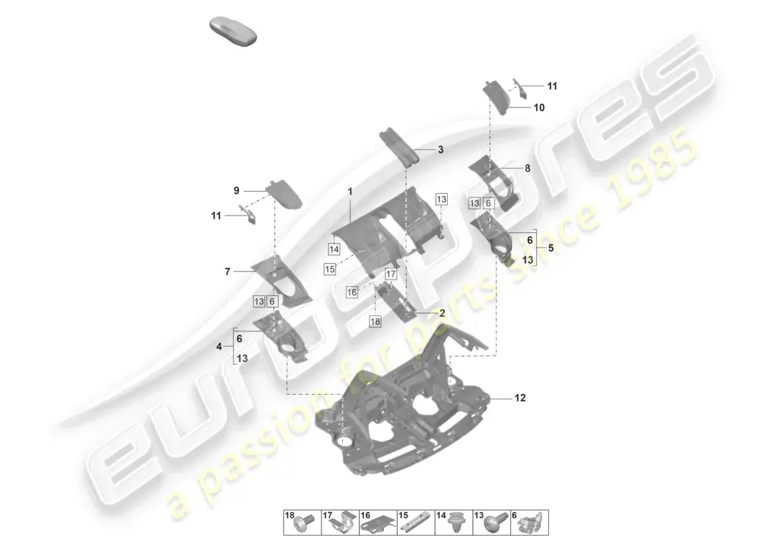 porsche 2024 (992-2 gt3/rs/st) tailgate/boot lid parts diagram