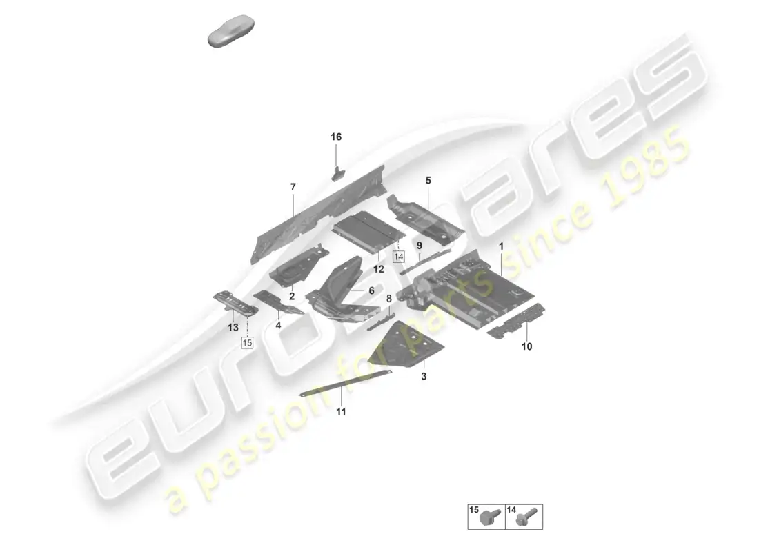 porsche 2024 (992-2 gt3/rs/st) bottom plate tunnel parts diagram