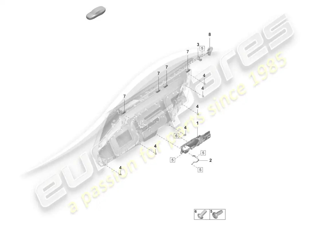 porsche 2024 (992-2 gt3/rs/st) door panel fasteners accessories part diagram