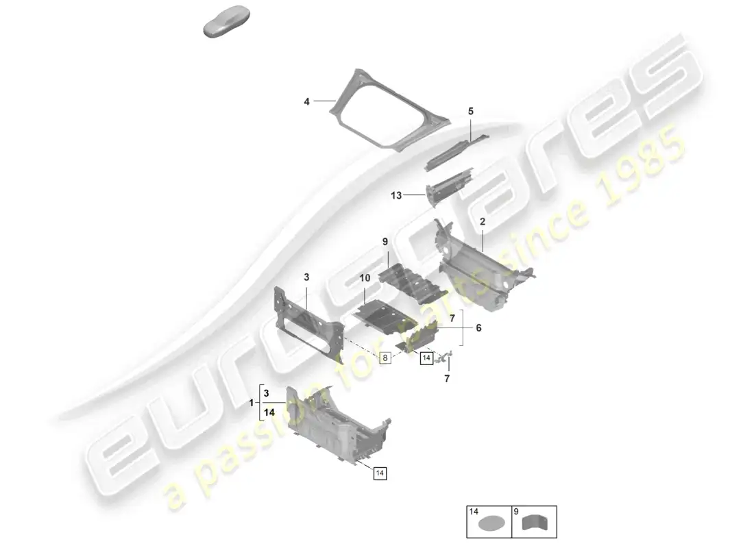 porsche 2022 (992-1 gt3/rs/st) front end boot floor plate individual parts gt3rs parts diagram