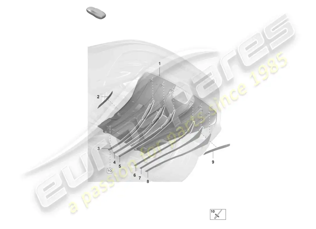 porsche 2022 (992-1 gt3/rs/st) underbody trim rear diffuser individual parts parts diagram