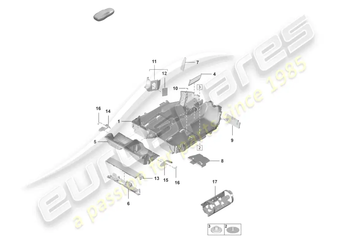 porsche 2023 (992-1 gt3/rs/st) flooring (carpet) trims parts diagram