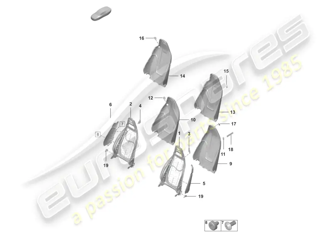 porsche 2023 (992-1 gt3/rs/st) backrest frame parts diagram