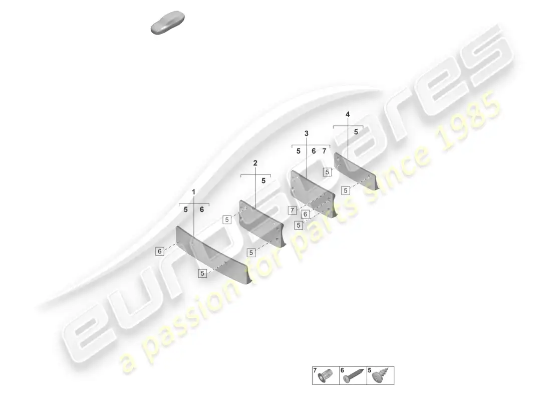 porsche 2023 (992-1 gt3/rs/st) licence plate holder parts diagram