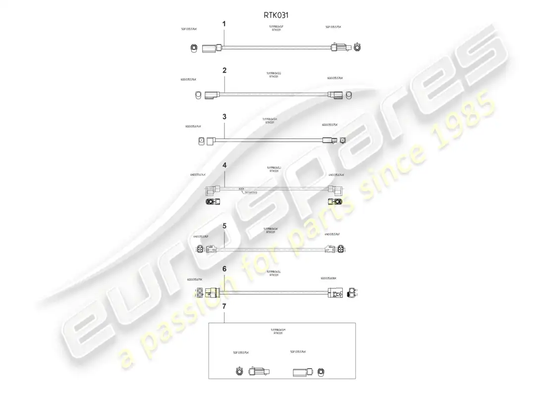 porsche 2026 (taycan 9j1-2) repair set for aerial- wires parts diagram