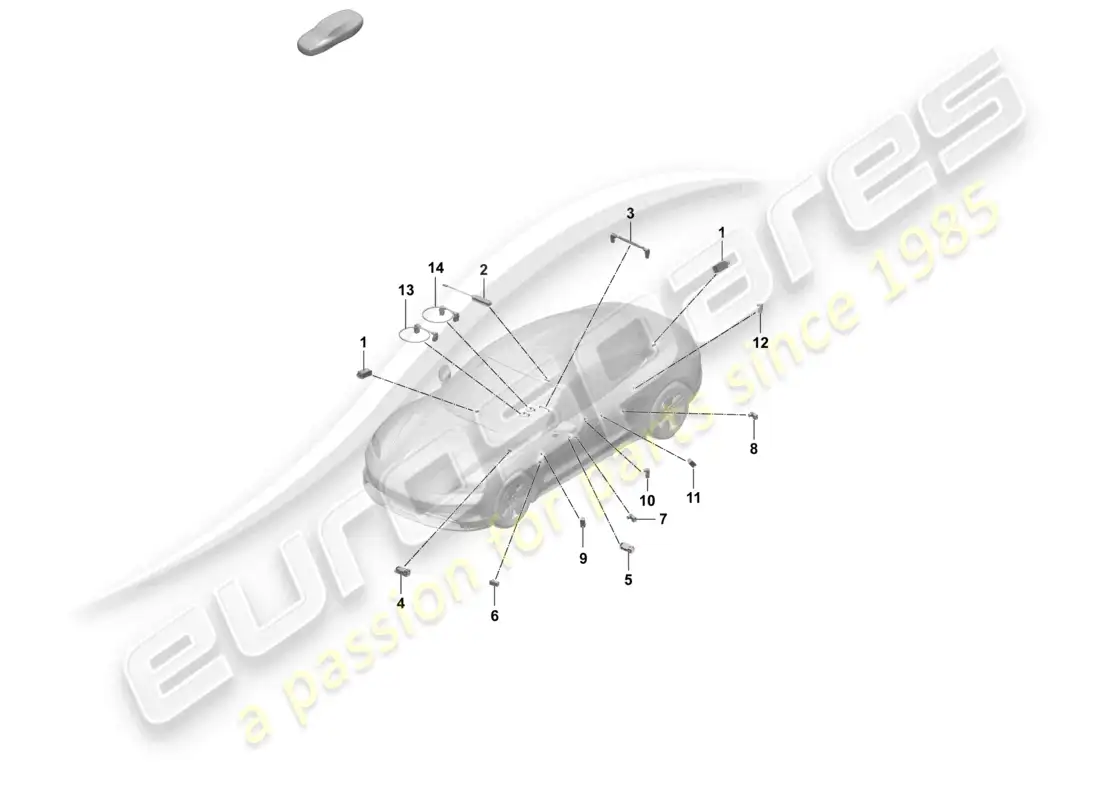 porsche 2025 (taycan 9j1-2) interior light footwell light glove box light ambient light part diagram