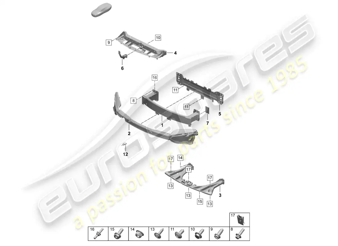 porsche 2025 (taycan 9j1-2) bumper carrier front crash reinforcement taycan cross turismo turbo taycan cross turismo turbo s part diagram