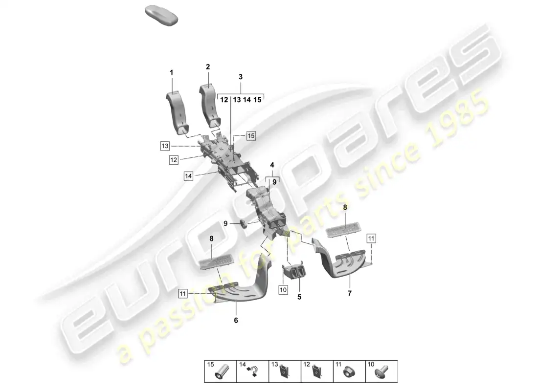 porsche 2025 (taycan 9j1-2) air guide centre console parts diagram