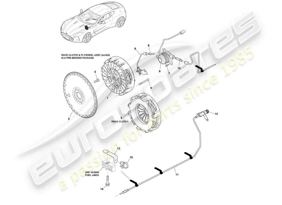 aston martin one-77 (2011) clutch system parts diagram