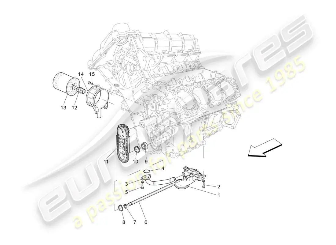 maserati grancabrio mc (2013) lubrication system: pump and filter parts diagram