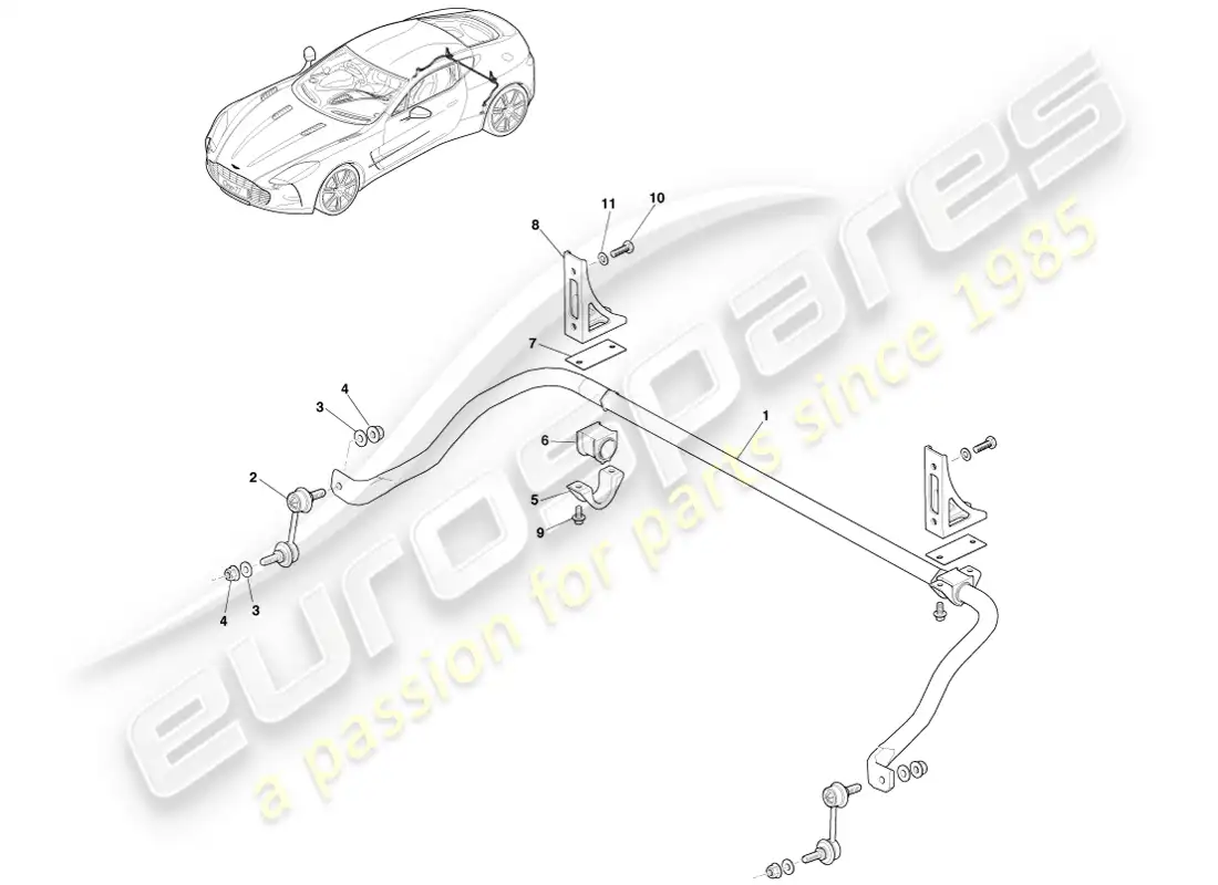 aston martin one-77 (2011) rear stabiliser bar parts diagram