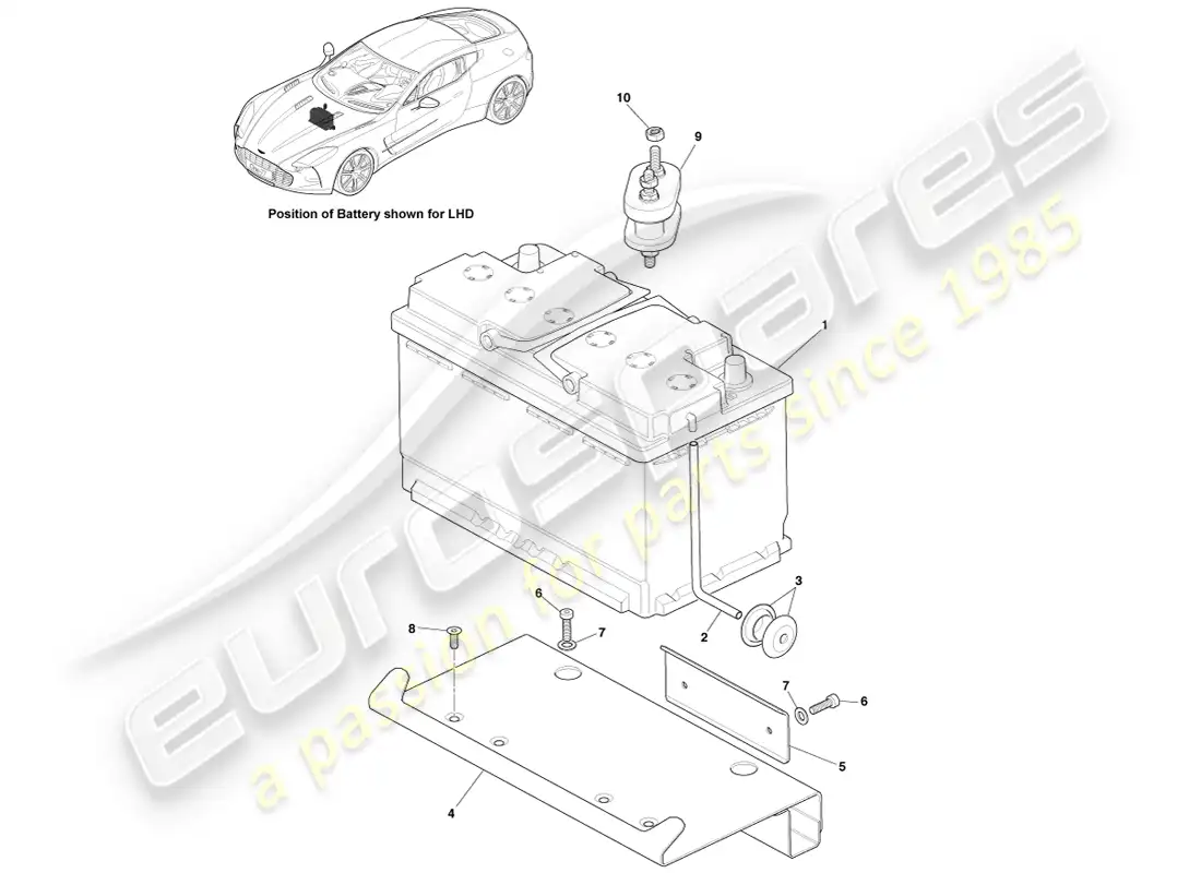 aston martin one-77 (2011) battery parts diagram
