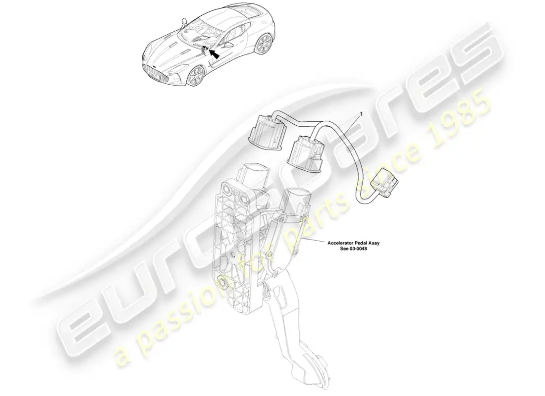 aston martin one-77 (2011) accelerator pedal link harness parts diagram