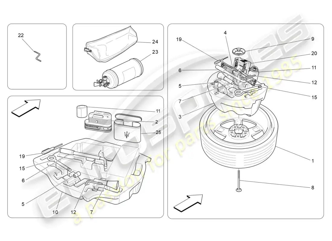 maserati ghibli (2015) standard provided parts diagram