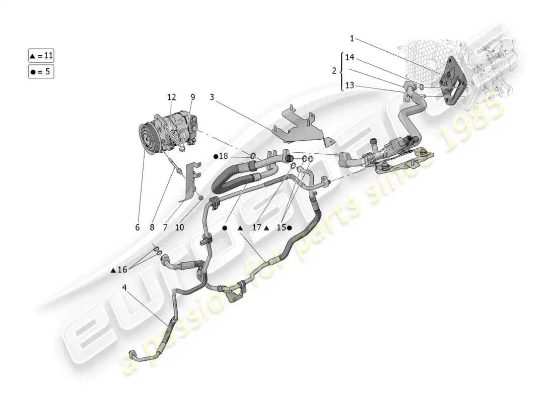maserati grecale gt (2023) a/c unit: engine compartment devices parts diagram