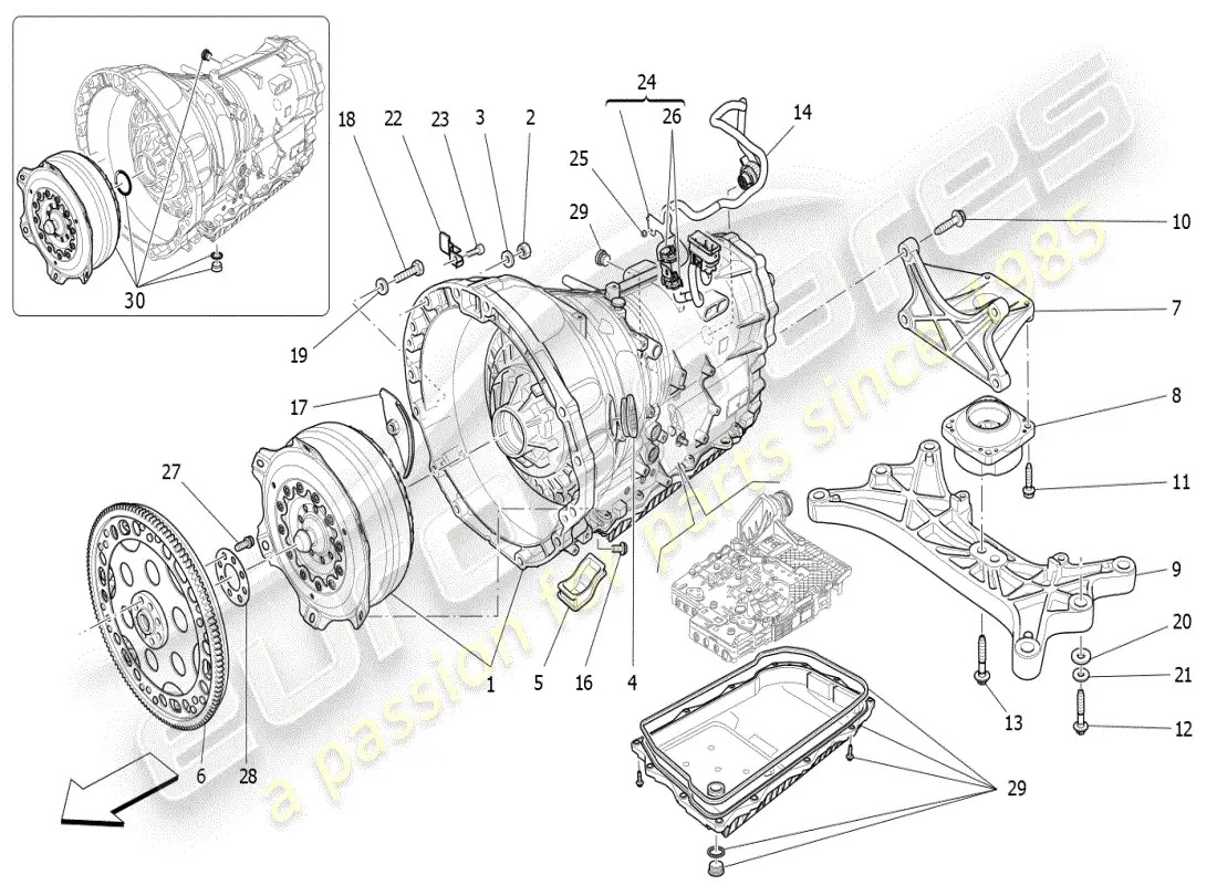 maserati ghibli (2021) gearbox housings parts diagram