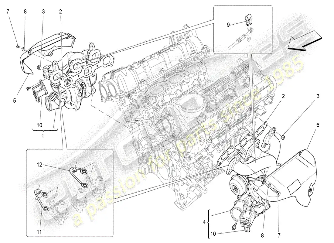 maserati ghibli (2021) turbocharging system: equipments parts diagram