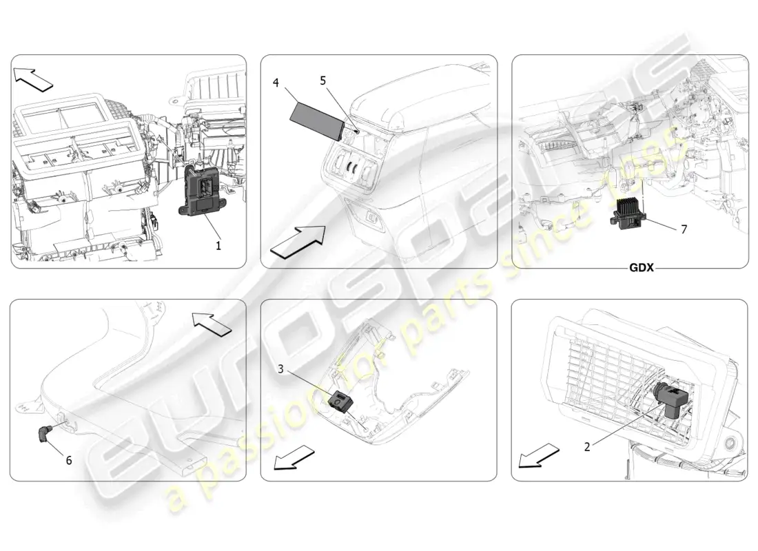 maserati grecale gt (2023) a/c unit: electronic control parts diagram