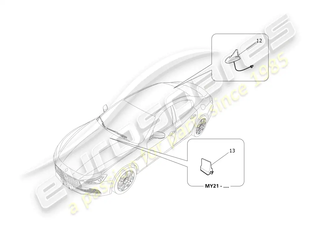 maserati ghibli fragment (2022) reception and connection system parts diagram