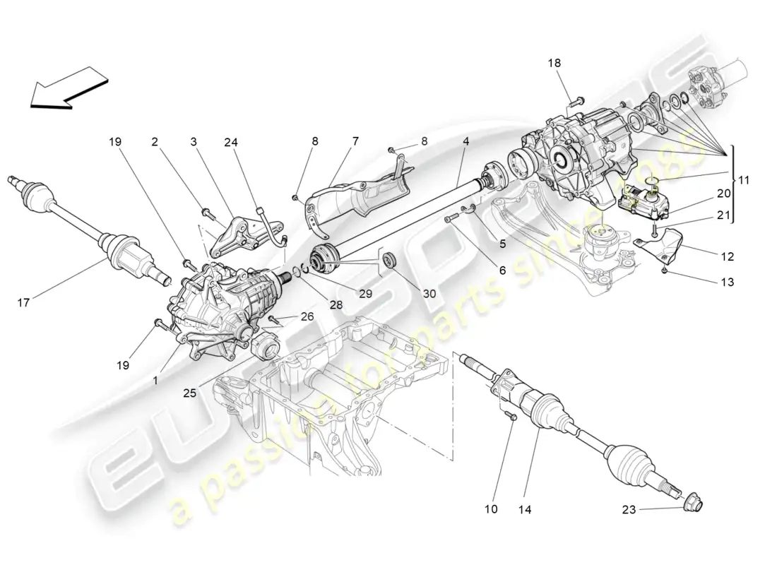 maserati levante zenga (2020) front wheels transmission parts diagram
